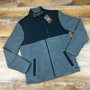 $120 Quiksilver Men's Black and Gray Fleece Jacket Size Medium NWT